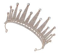 TOVINANNA De Diamantes De Imitación Diadema Nupcial Diadema De Pedrería De Novia Coronas De Princesa Coronas De Novia Tocados De Para Boda Tiara De Aleación De Zinc Golden
