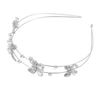 TOVINANNA Diadema de Boda Lazo de Cristal y Doble Capa en Aleación de Zinc Color Plata para Novia y Damas Elegantes y Sofisticadas