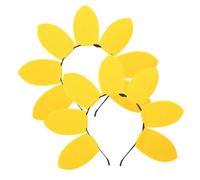 TOVINANNA Diadema de Fiesta de Pétalos de Girasol Amarilla para Niñas, 2 Piezas, Material No Tejido y Plástico, Adecuado para Cumpleaños y Playa