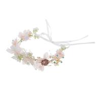 TOVINANNA Diadema Nupcial Floral Boho con Perlas y Cinta Corona de Flores para Novia y Niñas Accesorio Ligero para Bodas Fotos y Fiestas Temáticas Guirnalda Reutilizable Elegante
