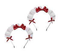 TOVINANNA Diadema para Niña 2 Piezas Lazo de Encaje Rojo, Aros Pelo Lolita, Tocado Cosplay y Fiesta, Accesorio Ligero y Cómodo para Uso Diario y Eventos