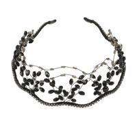 TOVINANNA Diadema para Novia Cuentas y Gemas de Imitación en Aleación de Zinc Negra, Elegante Accesorio para Cabello en Recepciones al Aire Libre