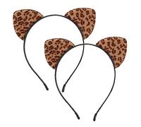 TOVINANNA Diademas Orejas de Gato Leopardo 2 Piezas Tamaño Estándar Accesorio Cabeza de Cosplay Mujer Fiesta Maquillaje
