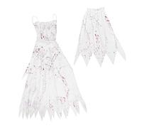 TOVINANNA Disfraz de Halloween Novia Sangrienta para Mujer Velo Ropa de Cosplay Horrible para Fiesta de Halloween Accesorios de Terror para Carnaval y Juegos de Rol