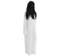 TOVINANNA Disfraz Halloween Mujer Terrorífica con Ropa Clara y Peluca Negra Conjunto Cosplay Fantasma para Fiestas de Terror Celebraciones y Locaciones Accesorios para Adultos