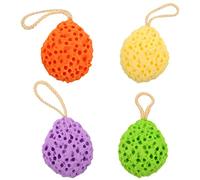 TOVINANNA Esponjas De Baño Exfoliantes De Forma De Gota De Agua 4 Piezas Tamaño Pequeño Para Adultos y Niños Diseño Panal Uso Ducha y Viaje Colores Surtidos