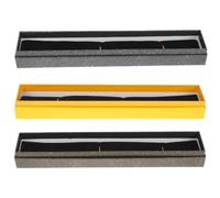 TOVINANNA Estuche Decorativo Vintage para Pinceles y Abanicos Plegables de 8 Pulgadas Set de 3 Piezas Negro Dorado Gris Plata Amarillo Oro Caja de Almacenamiento Artesanal para