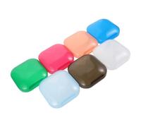 TOVINANNA Estuche Portátil para Dentales Cuadrados Caja de Plástico Transpirable para Prótesis Dentales Tapa Set de 7 Unidades en Colores Negro Naranja Verde Rosa Azul y Azul