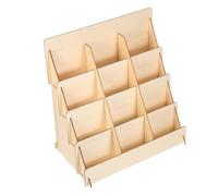 TOVINANNA Expositor de Madera de 4 Niveles para Tarjetas de Felicitación Organizador Multiusos de Madera Natural Estructura Estable para Postales y Sobres Soporte Adecuado para Oficina y