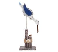 TOVINANNA Figura Decorativa de Madera Estilo Mediterráneo de Ave Marina sobre Tocón con Acabado Vintage para Decoración del Hogar y Ambiente Náutico