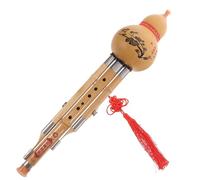 TOVINANNA Flauta Hulusi de Calabaza Natural y Bambú Hecho a Mano Do Instrumento Musical Étnico Chino 3 Tonos Patrón Aleatorio Adecuado para Principiantes y Amantes Música