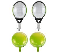 TOVINANNA Globos de Tenis Inflables de Aluminio 18 Pulgadas Set de 4 Piezas Balones Oscuras y Raquetas Verdes Decoración para Fiestas Temáticas de Tenis y Cumpleaños Deportivos