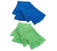 TOVINANNA Guantes Hidratantes de Gel sin Dedos de Tejido Azul para Uso Nocturno y Trabajo Cuidado Piel, 2 Pares Previenen Manchas y Mejoran Absorción