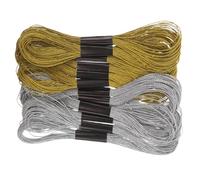 TOVINANNA Hilo de Bordar Metálico 8 M 12 Hebras en Paquete de 6 Dorados y 6 Plateados para Punto de Cruz, Pulseras de Amistad y Costura Artesanal, Suministros para Bordado y Arte Nupcial