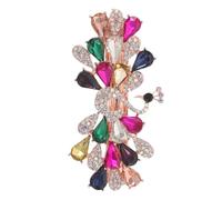 TOVINANNA Horquilla Cabello Diseño de Pavo Real y Flores Pinza Metálica Colorida Gemas de Imitación Accesorio Brillante para Moño y Recogido Fiestas y Bodas