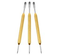 TOVINANNA Juego de 3 Agujas para Arte Latte de Acero Inoxidable Mango Grueso Dorado Herramienta para Tallar Café Espresso y Decorar Cappuccino Accesorio Portátil para Profesionales y