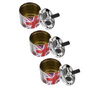 TOVINANNA Juego de 3 Ceniceros de Metal Tapa Giratoria Automática Cenicero Portátil para Coche y Hogar de Acero Inoxidable para Uso Interior y Exterior Diseño Sencillo y Funcional