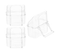 TOVINANNA Juego de 3 Comederos Antisalpicaduras para Aves Base Plana de Acrílico, Soporte Creativo y Diseño Desmontable para Jaulas y Decoración de Barra