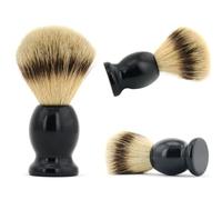 TOVINANNA Juego de Cepillos para Brocha de Pelo de Tejón, Soporte y Cuenco de Plástico Negro, Fácil de Limpiar y Almacenar para Uso en Casa