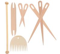 TOVINANNA Juego de Herramientas para Tejer de Madera 8 Piezas Agujas de Ojo Grande Varillas y Peine Kit DIY para Tapices y Manualidades Accesorio Esencial para Tejido Artesanal
