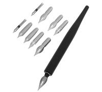 TOVINANNA Juego de Pluma de Inmersión Soporte de Madera y Puntas Intercambiables de Acero Inoxidable para Escribir y Dibujar Agarre Cómodo