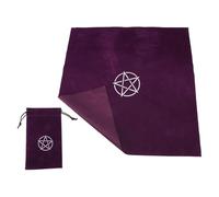 TOVINANNA Juego de Tela para Cartas del Tarot y Bolsa de Terciopelo Morado 60x60 Cm con Pentagrama, Bolsa de Almacenamiento 11.5x18 Cm para Materiales de Adivinación y Lectura Espiritual
