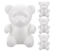 TOVINANNA Kit de 4 Osos de Espuma para Manualidades Diy, Molde sin Color de 18 Cm, Escultura de Oso Pequeño para Pintar, Decoración Creativa para Hogar, Fiesta y Actividades Familiares