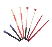 TOVINANNA Kit de Baquetas para Batería 8 Piezas con Bolsa Portátil Negra Mazo Antideslizante Rojo Escobillas de Nylon Azul y Cepillos de Madera y Nylon Rojo Accesorios para Percusión