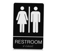 TOVINANNA Letrero de Baño Acrílico con Braille Adhesivo Resistente para Puerta de Aseo Señal Táctil Visible para Géneros para Uso Público y Privado