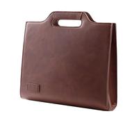 TOVINANNA Maletín para Documentos A4 de Piel Sintética Resistente, Bolsa Portafolio Casual Marrón Correa Ajustable para Hombres de Negocios y Estudiantes, Tamaño Mediano para Uso Diario