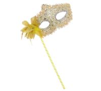 TOVINANNA Máscara de Mano de Encaje Dorada para Halloween Diseño de Dragón y Plumas, Accesorio Elegante para Fiestas y Mascaradas