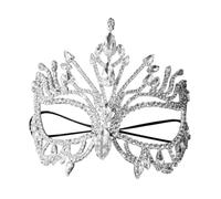 TOVINANNA Máscara de Mascarada de Media Cara para Mujer Plateada Cristales y Purpurina Máscara Veneciana Reutilizable para Disfraz de Reina Carnaval Boda y Fiesta