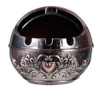 TOVINANNA Mini Cenicero Portátil de Metal con Tapa Resistente a Impactos, Diseño y Forma Redonda Espaciosa para Uso en Sala y Exteriores