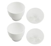 TOVINANNA Mini Cocedor de Huevos al Vapor para Microondas, Taza de Huevo Ligera de Plástico Blanco, Pack de 2 Unidades para Desayuno Nutritivo y Cocina Portátil