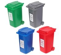 TOVINANNA Mini Cubo de Basura de Escritorio con Tapa Hermética Set 4 Unidades Colores Rojo Verde Azul y Gris Papelera Pequeña para Oficina Hogar y Cocina Organizador Compacto para