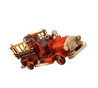 TOVINANNA Modelo de Coche de Hierro Forjado Rojo Mini Camión de Bomberos Vintage Artesanía Decorativa para Escritorio y Hogar Adorno Creativo Retro para Coleccionar y Ambientar Espacios