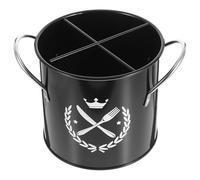 TOVINANNA Multiusos Bote Utensilios Cocina con Drenaje Soporte para Cucharas y Palillos Fabricado Hierro Galvanizado Negro Elegante para Organización de Cubiertos y Utensilios de Cocina