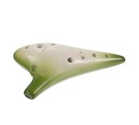 TOVINANNA Ocarina Tradicional de 12 Agujeros en Do Medio Ac para Principiantes, Hecha a Mano en Arcilla de Cerámica Verde Tutorial para Fácil Práctica Musical
