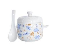 TOVINANNA Olla de Cerámica para Sopa Doble Tapa, Resistente a Altas Temperaturas, Tamaño Pequeño, Utensilio Multifuncional para Cocina Casera y Restaurante, Color Aleatorio, Adecuado para