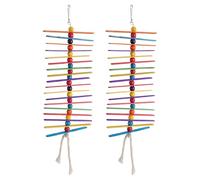 TOVINANNA Palitos de Madera Masticables para Pájaros 2 Unidades, Juguete Natural para Loros, Cacatúas y Periquitos, Color Arcoíris, Herramienta de Enriquecimiento para Jaulas y Búsqueda