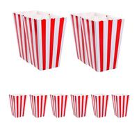 TOVINANNA Palomitas de Recipiente para Snacks y Pequeños Regalos de Papel 10 Cajas Diseño de Rayas Rojas en Fiestas y Festivales