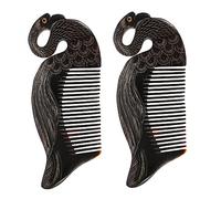 TOVINANNA Peine De Cuerno De Buey Para Masaje Del Cabello 2 Unidades Negro Herramienta De Peluquería Para Mujer Cuidado Del Cuero Cabelludo Casa