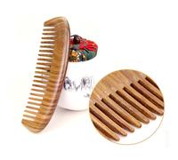 TOVINANNA Peine de Sándalo Verde Natural Antistático de Madera para Masaje Capilar Desenredante Cabello Peine de Madera Cabello Dientes Anchos