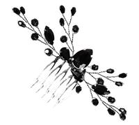 TOVINANNA Peine Lateral para Novia Negro Cristales de Imitación, Tocado de Novia Elegante para Bodas, Accesorio Floral Cabello de Mujer, Decoración para Fiesta y Ceremonia