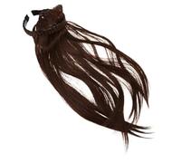 TOVINANNA Peluca con Diadema Trenzada Recta para Mujer Cabello Humano Color Marrón con Flequillo Accesorio Invisible Clip para Cubrir Cabello Fino y Canas Volumen Natural y Fácil de Usar