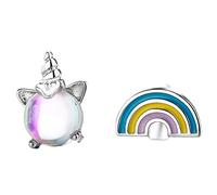 TOVINANNA Pendientes Asimétricos De Unicornio y Arcoíris, Aleación Duradera, Para Niña y Mujer, Joyas Kawaii Para Uso Diario y Fiestas, Diseño Único y Colorido