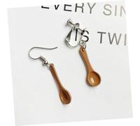 TOVINANNA Pendientes Forma De Cuchara Hechos a Mano, Gancho Ligero De Alambre Para Oreja, Joyas Divertidas y Creativas Color Café, Accesorios Únicos Para Obsequio y Uso Diario