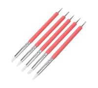 TOVINANNA Pinceles para Decoración de Uñas de Silicona de Doble Punta, 5 Unidades Color Rosa, Herramienta para Puntear y Dibujar Flores 3d, Adecuado para Manicura en Casa y Salón