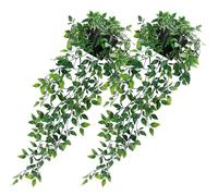 TOVINANNA Plantas Colgantes Artificiales Maceta Set de 2 Piezas Decoración Interior para Paredes y Techos Hojas Verdes Realistas sin Necesidad de Riego Adecuado para Hogar y Oficina