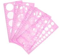 TOVINANNA Plantillas de Dibujo para Estudiantes 6 Piezas Regla Geométrica Multifuncional de Plástico Rosa Herramientas para Dibujo Técnico Arquitectura y Diseño Escolar